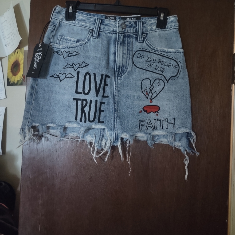 PRPS Graphic Jean Skirt NWT